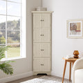 Tall Corner Bookcase Storage Cabinet with Doors and 4 Shelves, Freestanding Triangle Cabinet for Living Room, Kitchen, Office, Small Space, Floor Corner Storage Rack (White2)