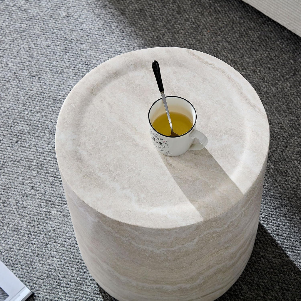 JUSTONE 15.74 ''Round Coffee Tables for Living Room, Faux Mars Pattern Modern Minimalist Side Tables Accent End Table End Table for Apartment,Office,Ø15.74'' x 17.71' H,Marble