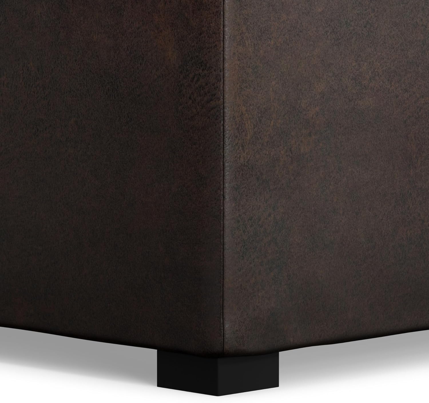 SIMPLIHOME Avalon Wide Contemporary Square Coffee Table Storage Ottoman, Distressed Brown, Table Ottoman