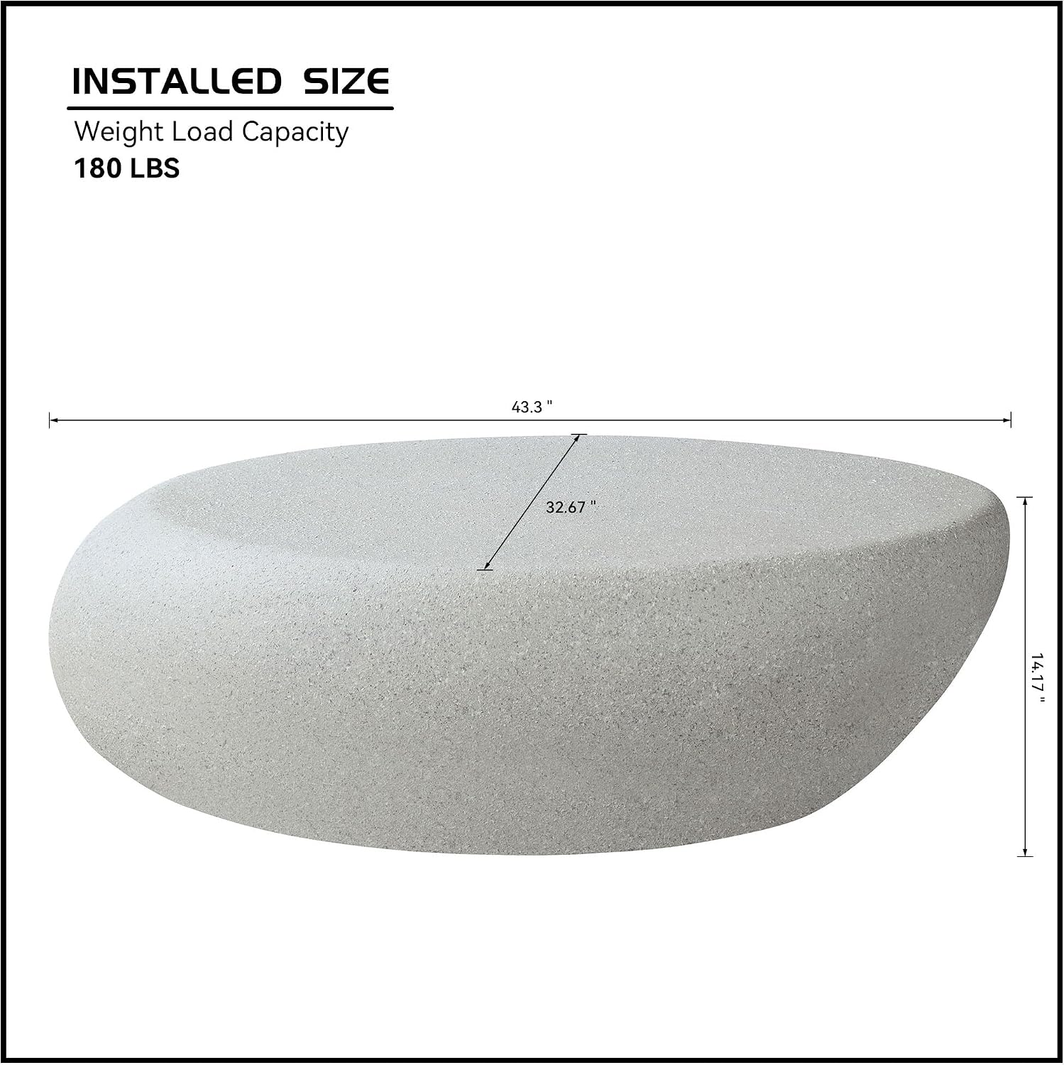 Oval Coffee Table, 43.3' Fiberglass Imitation Rocks, Vintage Matte Center Tables Irregular Side Table Accent End Table for Living Room, No Need Assembly