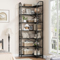 Takywep 86' Corner Bookshelf, l-Shaped 7 Tier Bookcase, Tall Corner Bookcase with Beaded Design, Large Display Shelf for Living Room Bedroom Black