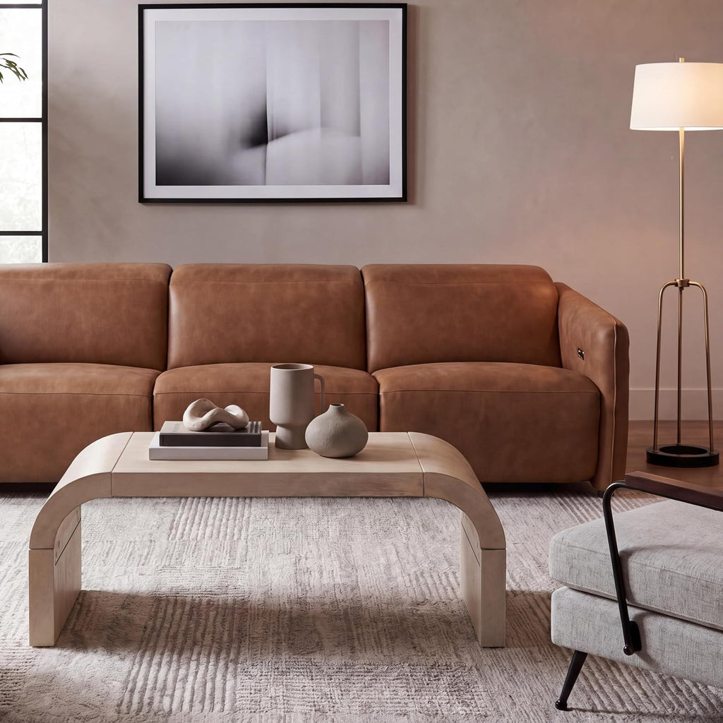 SAFAVIEH Home Collection Liasonya White Washed Curved Coffee Table