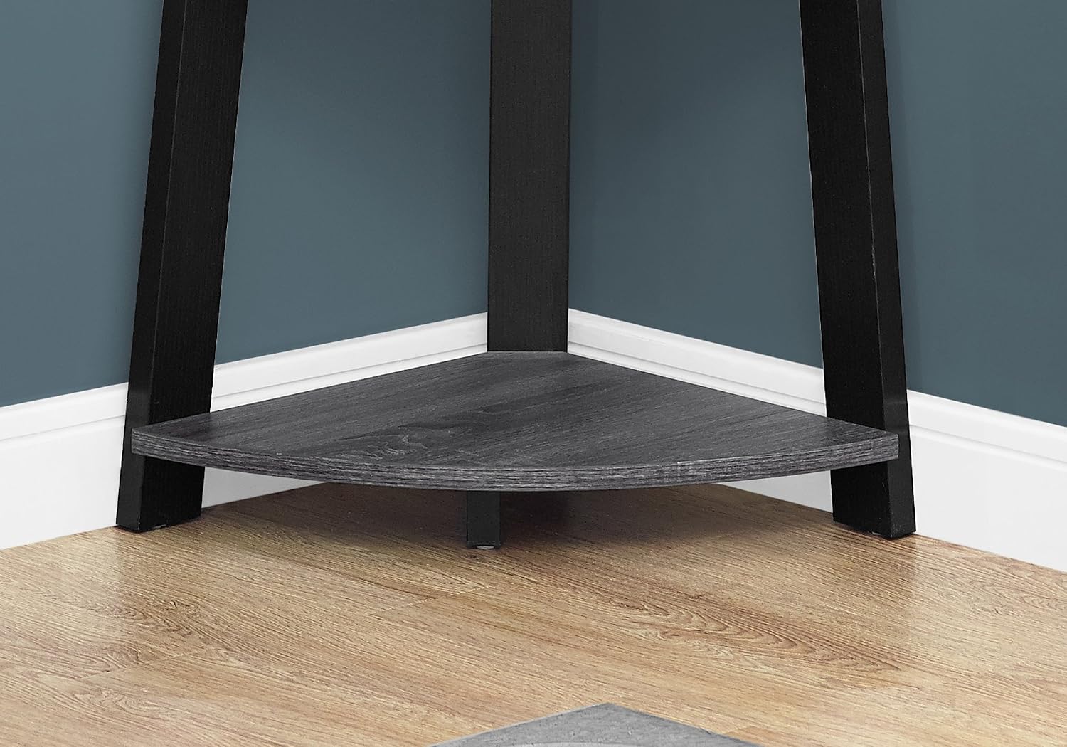 Bookshelf, Bookcase, Etagere, Corner, 5 Tier, 72' h, Office, Bedroom, Grey and Black Laminate, Contemporary, Modern