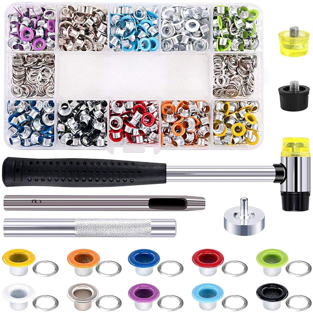 100/400 Sets 5mm Multi-Color Metal Eyelets Grommets Kit with Installation Tools, for Shoes Belts Bags Crafts for Fabric, Leather, Belt, Shoes, Clothes(5mm-400pcs 11colors)