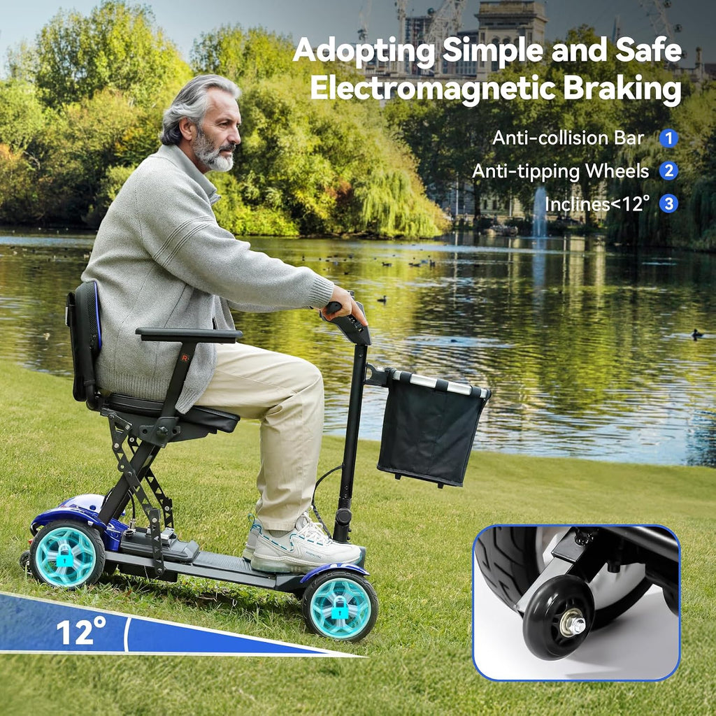 Wheelwavi Lightweight Mobility Scooter for Seniors, 20-25 Miles Portable Mobility Scooter for Travel, Removable Lithium Battery, Scooter for Adults with 330 lbs Capacity LED Headlights-RED