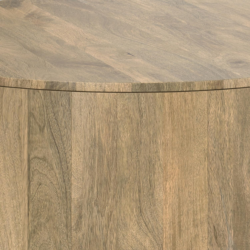 SIMPLIHOME Millbury Drum Coffee Table - 36 inch Wide Solid Mango Wood Round Living Room Table in Briarsmoke, Contemporary Cocktail Table for Family Room or Lounge with Large Surface, Assembled