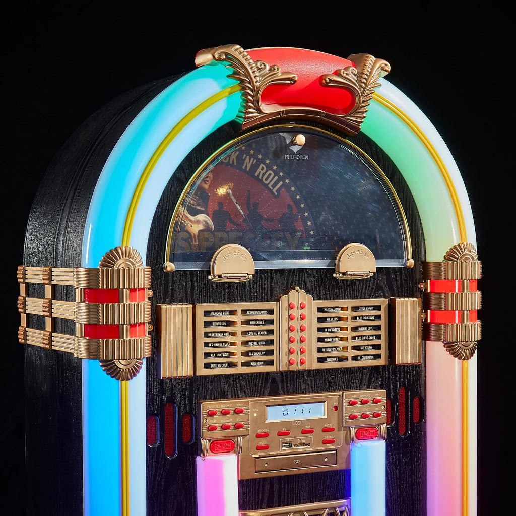 Arkrocket x Elvis Presley Jukebox Saturn V Full Size Bluetooth Vinyl Record Jukebox CD Player Vintage Radio Retro Turntable Classic Jukebox 51 inch
