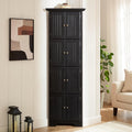 Tall Corner Bookcase Storage Cabinet with Doors and 4 Shelves, Freestanding Triangle Cabinet for Living Room, Kitchen, Office, Small Space, Floor Corner Storage Rack (Black2)