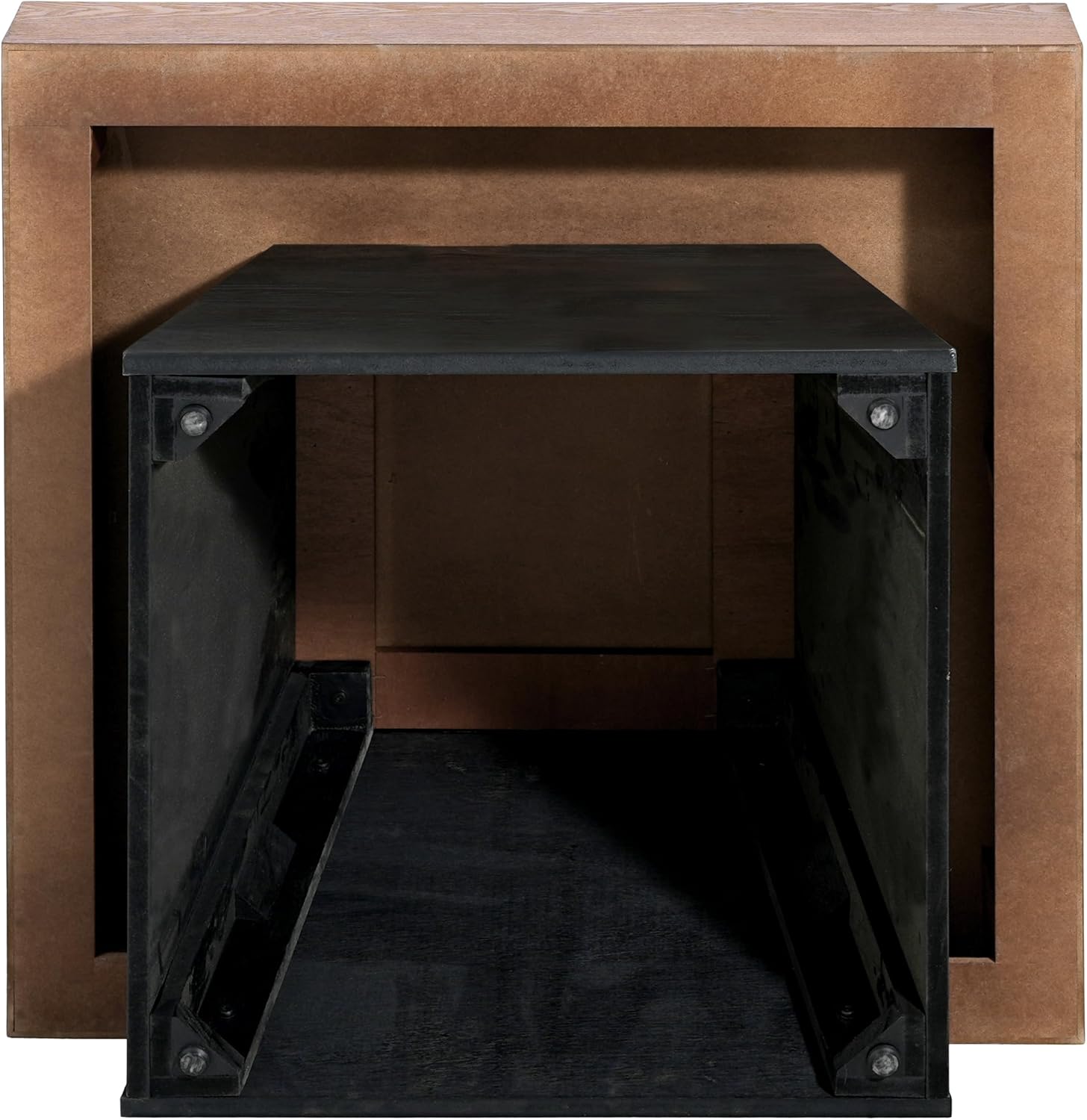 Merax Modern Square Coffee Table for Living Room,31.5 Inch Brown Wood Grain Top & Black Base, Mid-Century Farmhouse Style Center Accent Table,Brown