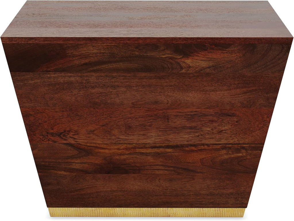 SIMPLIHOME Abba Square Coffee Table - 28 inch Wide Solid Mango Wood Modern Cocktail Table in Cognac Brown, Contemporary Table for Living Room with Low Profile Block Design, Assembled