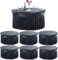Outpain 6Pack 60 Inch Round Velvet Tablecloths - 120 Inch Stretch Spandex Table Cover with Floor-Length Skirt, Wrinkle-Free Luxury Elastic Table Cloths for Weddings,Banquets,Events (Black)