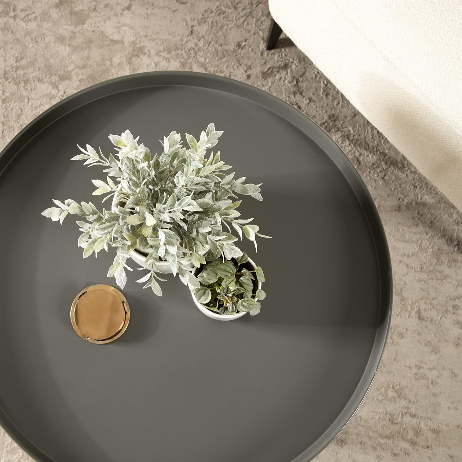 Kate and Laurel Celia Modern Coffee Table; 28 x 28 x 19; Gray and Gold; Glamorous Folding Metal Table for Storage and Display
