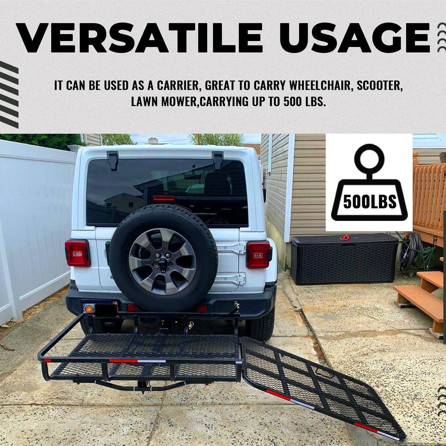 Mobility Carrier Wheelchair Electric Scooter Rack Hitch Disability Medical Ramp 500Lbs Capacity