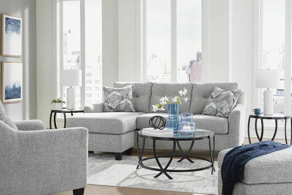 Signature Design by Ashley Tarrin Contemporary Glass Top Round 3-Piece Table Set, Includes Coffee Table and 2 End Tables, Black