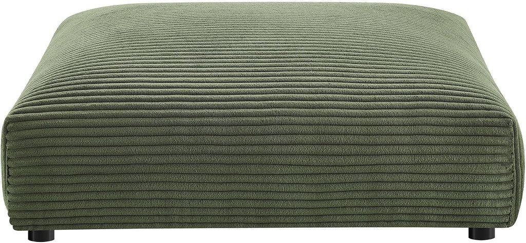 Modway Solace Modular Corduroy Ottoman in Fern - Oversized Square Ottoman Coffee Table - Corduroy Upholstered Ottoman Seat - Modern Large Footstool - Soft Sitting Stool Couch Table for Living Room