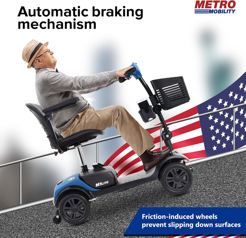 Folding Mobility Scooter for Seniors 4 Wheel Scooter for Adults Electric Medical Scooter Compact for Travel - Electric Powered Wheelchair Device - Compact Heavy Duty Mobile(M1 Lite Blue)