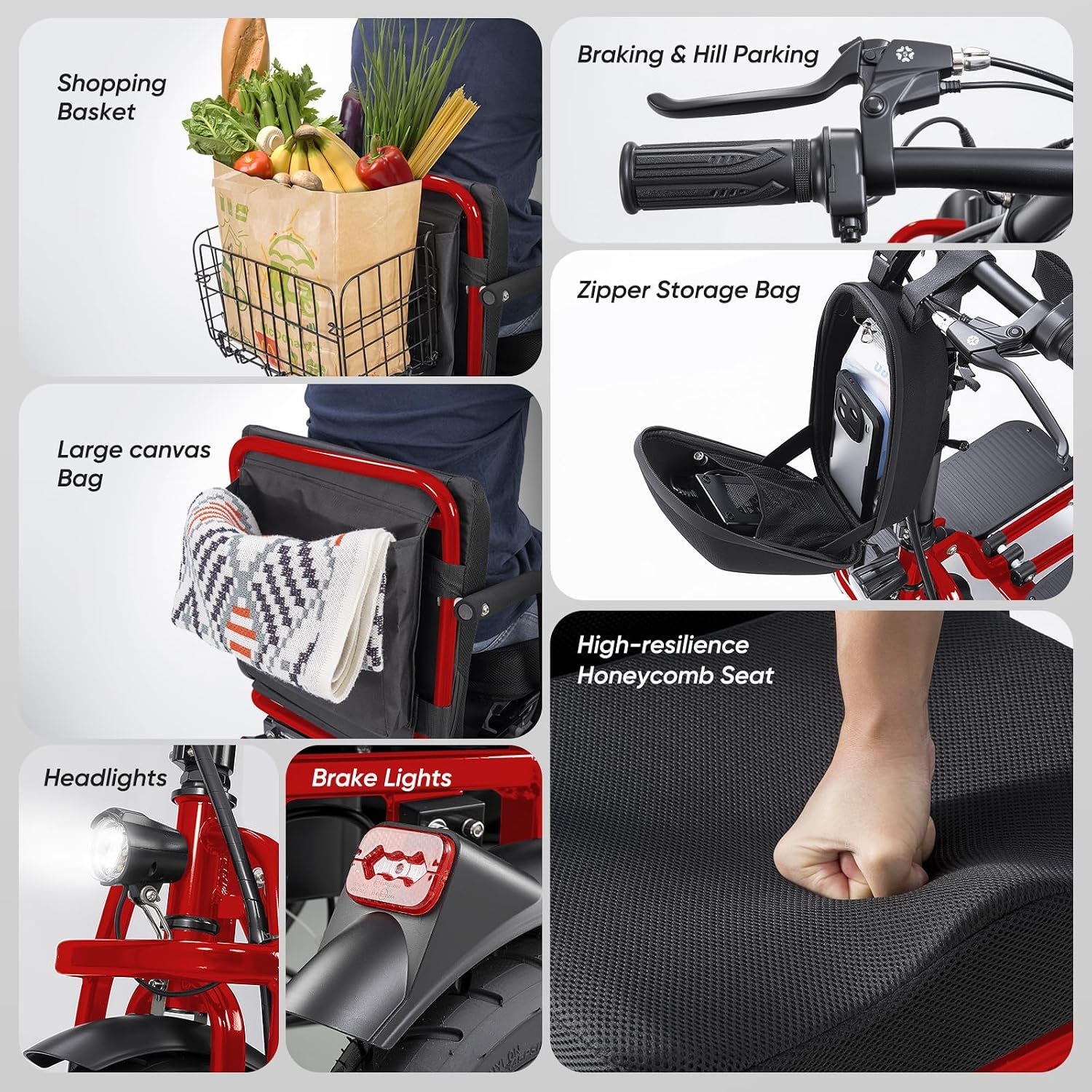 3 Wheel Mobility Scooters for Seniors Foldable Travel Scooter Airline Approved Folding Handicap Scooters for Adults Lightweight Collapsible Electric Mobility Scooter Adults 300 lbs