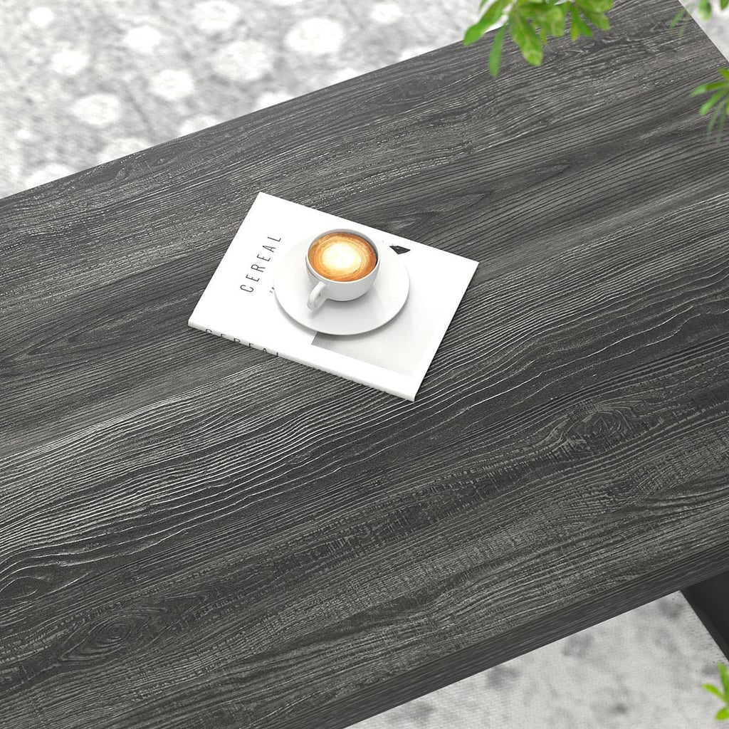 FOLUBAN Coffee Table, Modern Industrial Wood and Metal Center Table, Rectangle Cocktail Tea Table for Living Room, Dark Gray, 44 Inch
