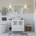 Vanity Art 30 Inch Vessel Single Sink Bathroom Vanity Cabinet with 1 Mirror, Engineered Marble Top Bathroom Cabinet Compact Set with 2 Dovetail Drawers and Soft Closing Doors, VA3130-W