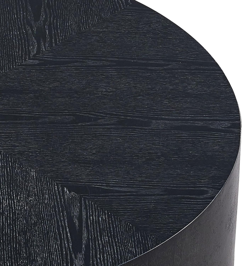 JUSTONE Round Coffee Tables for Living Room,Modern Minimalist Side Tables Accent End Table MDF Drum Center Table for Apartment,Office,Ø35.43'' x 12' H,Black
