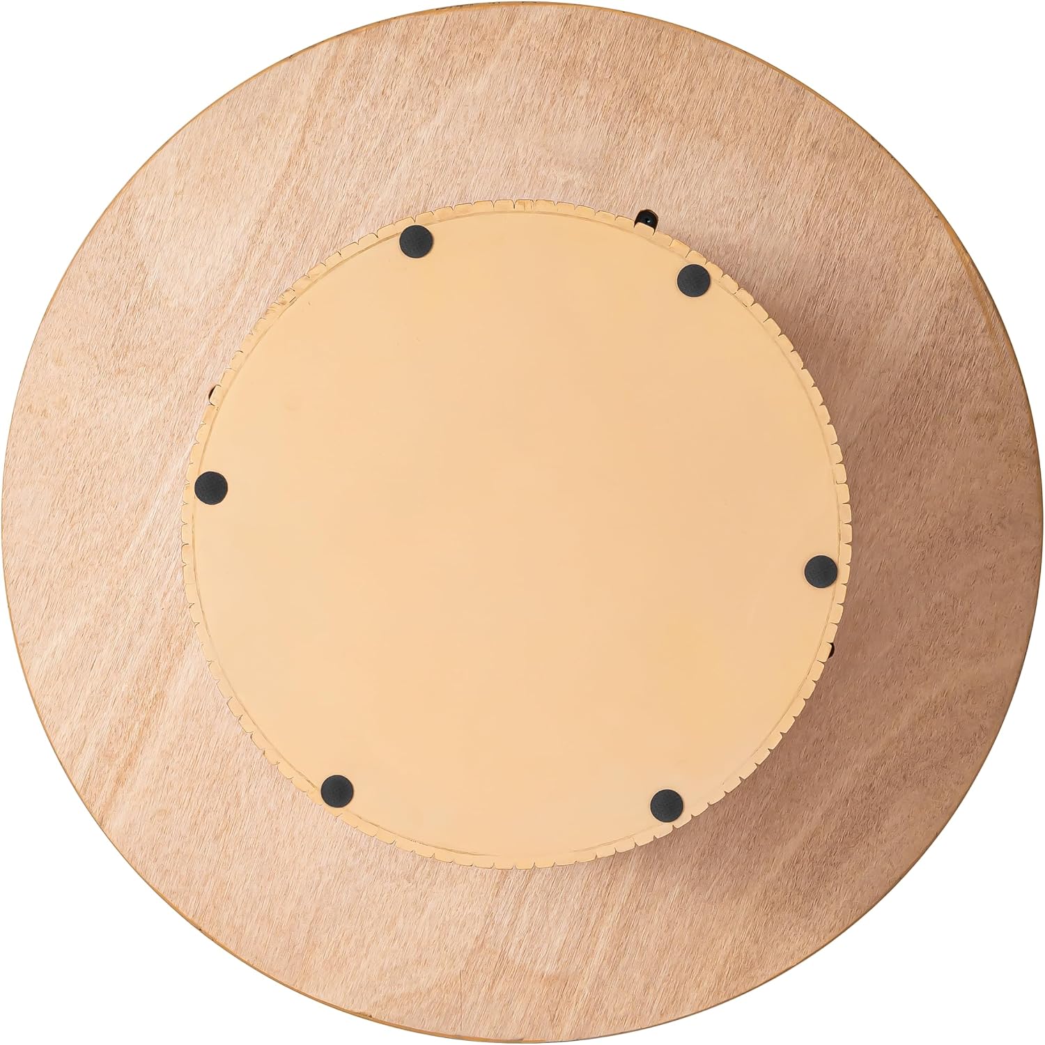 Large Round Wood Coffee Table, Mid Century Modern, Drum Shape, 35.5' Diameter, for Living Room, Natural Solid Wooden