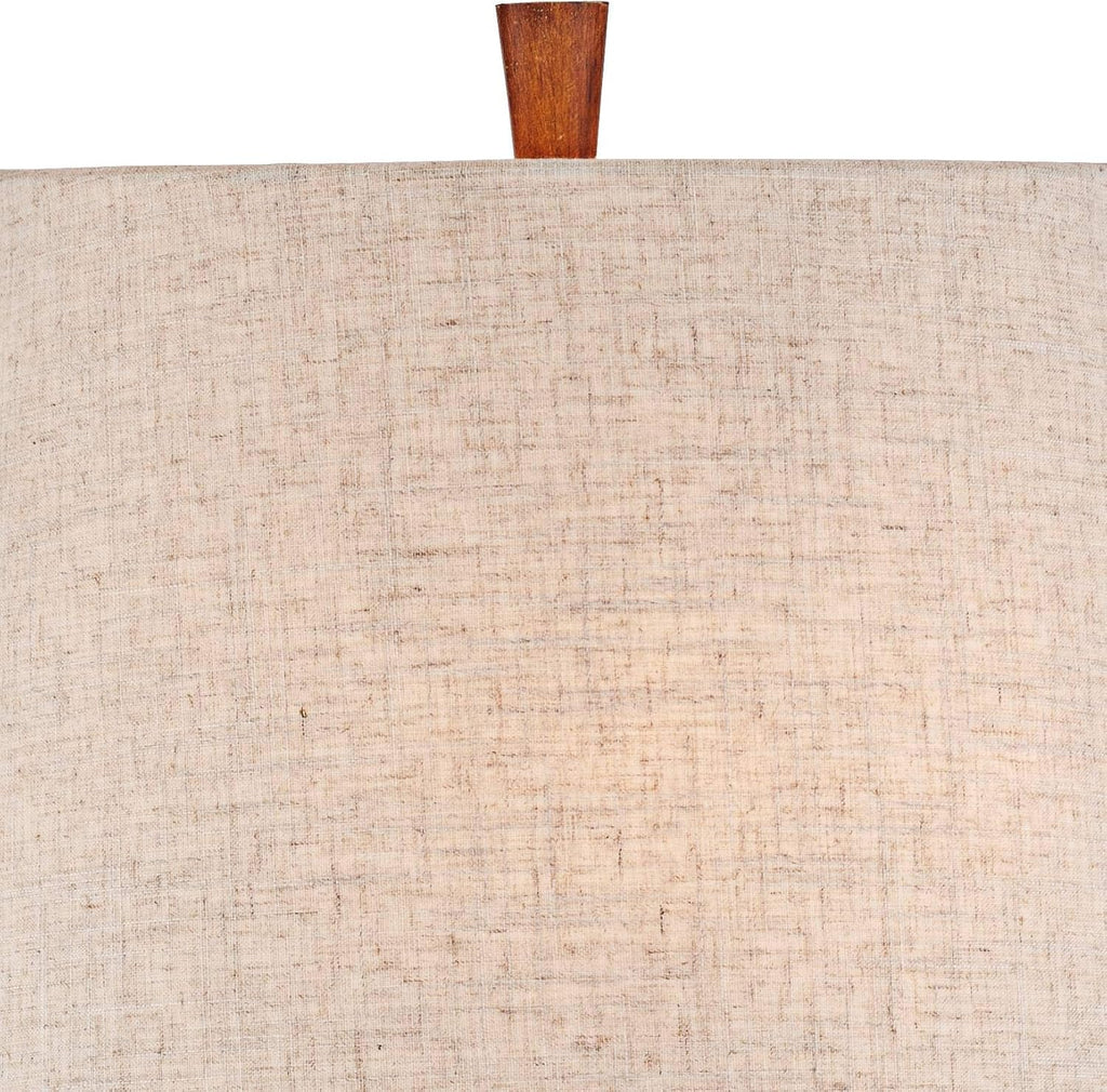 360 Lighting Omar Mid Century Modern Chic Style Table Lamps 28.75' Tall Set of 2 Warm Brown Wood Oatmeal Tapered Drum Shade Decor for Living Room Bedroom House Bedside Nightstand Home