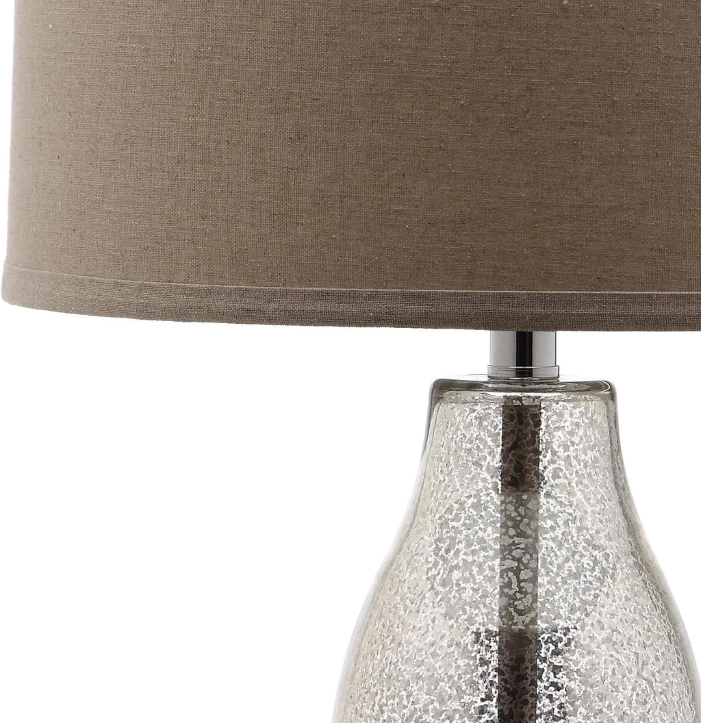 SAFAVIEH Lighting Collection Mercurio Antique Silver/ Wheat Brown Shade 29-inch Bedroom Living Room Home Office Desk Nightstand Table Lamp Set of 2 (LED Bulbs Included)