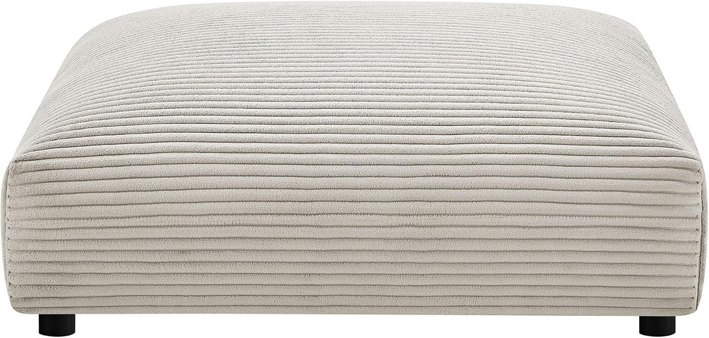 Modway Solace Modular Corduroy Ottoman in Almond - Oversized Square Ottoman Coffee Table - Corduroy Upholstered Ottoman Seat - Modern Large Footstool - Soft Sitting Stool Couch Table for Living Room