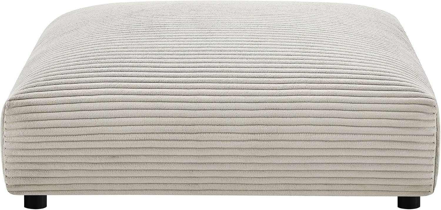 Modway Solace Modular Corduroy Ottoman in Almond - Oversized Square Ottoman Coffee Table - Corduroy Upholstered Ottoman Seat - Modern Large Footstool - Soft Sitting Stool Couch Table for Living Room