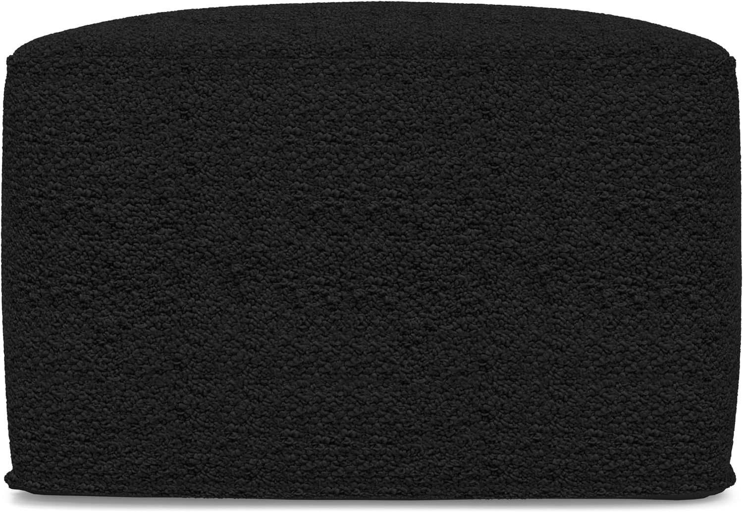 SIMPLIHOME Chantal Square Pouf - 18 inch Wide Upholstered Boucle Fabric Ottoman in Black, Contemporary Footstool, Coffee Table or Extra Seating for Living Room or Bedroom, Assembled