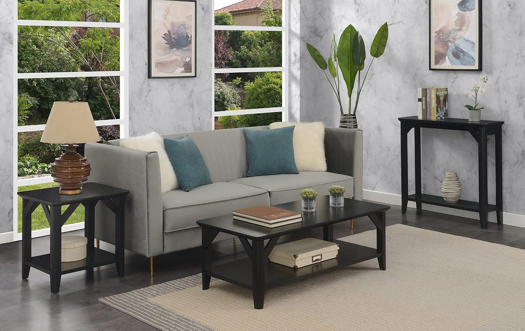 Convenience Concepts Winston Coffee Table 47.25' - Modern Center Room Accent with Storage Shelf for Transitional, Traditional Living & Family Room, Black