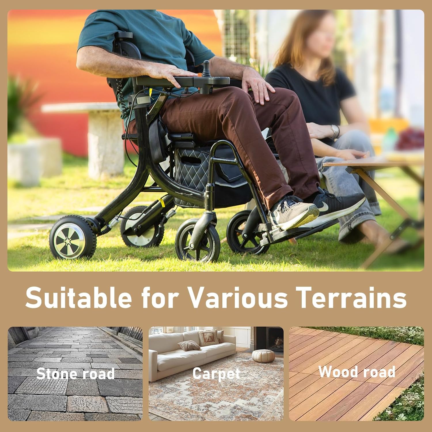 CARLIKE 3 in 1 Electric Wheelchair & Lightweight Rollator Walker with Seat & Foldable Transport Wheel Chair for Seniors Adults, Motorized Mobility Scooters, All Terrain,500W Motors