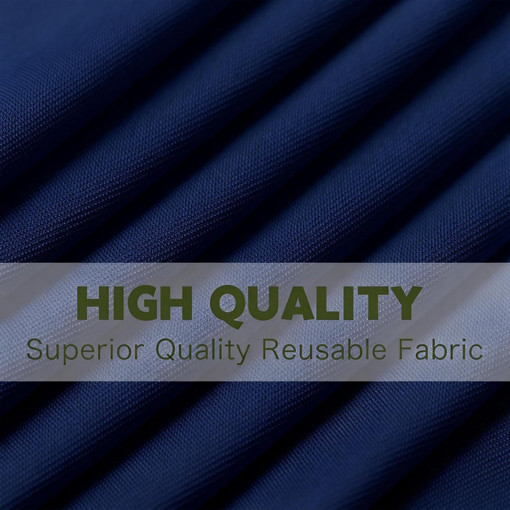 WJWHQ 10 Pack Navy Blue Round Spandex Tablecloths for 60in Tables, 120Inch Stretchy Fitted 5FT Round Table Clothes,Wrinkle Free Table Cover with Skirt for Wedding Party Dining Banquet