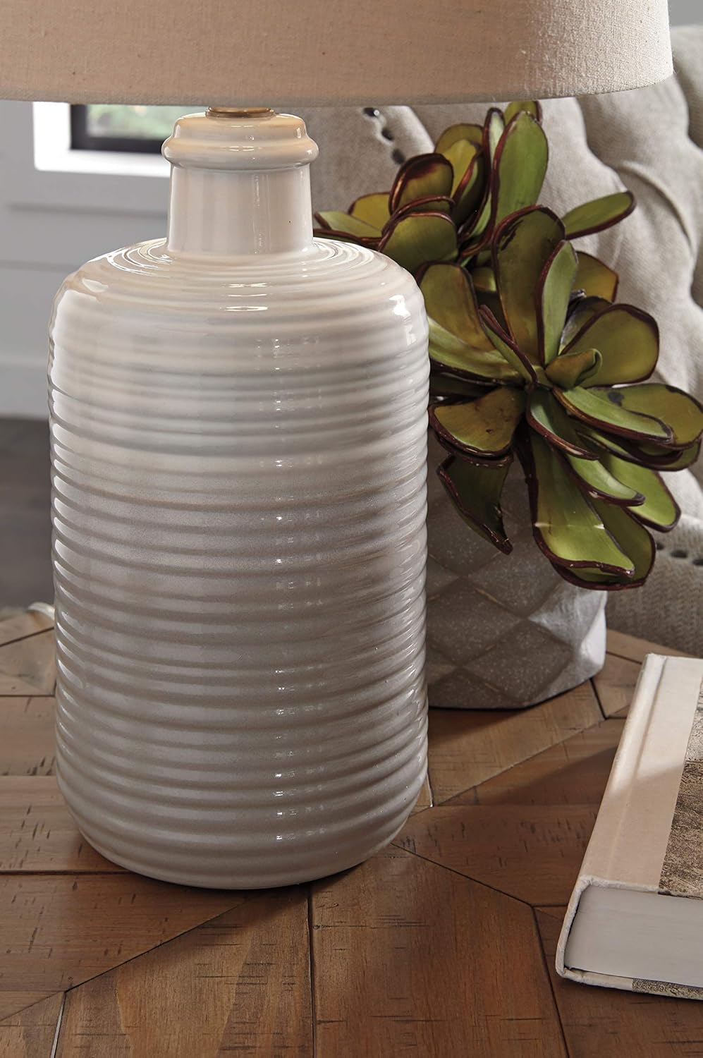 Signature Design by Ashley Marnina 25.5' Neutral Ceramic Table Lamp Set, 2 Count, Taupe