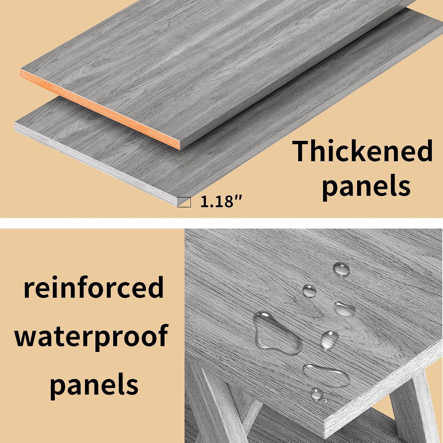 47' Farmhouse Coffee Tables for Living Room Rustic Stands with Storage Shelf Grey Coffee Tables for Living Room Farmhouse Center Stands with Shelf Wood Rectangle Center Table