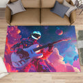 Guitar Rugs for Music Room - 5x7 Rug, Passion Rock Rug, Music Lovers Washable Area Rugs for Bedroom, Fantasy Galaxy Carpet, Boys Room Carpet - Guitar Home Decor & Gift