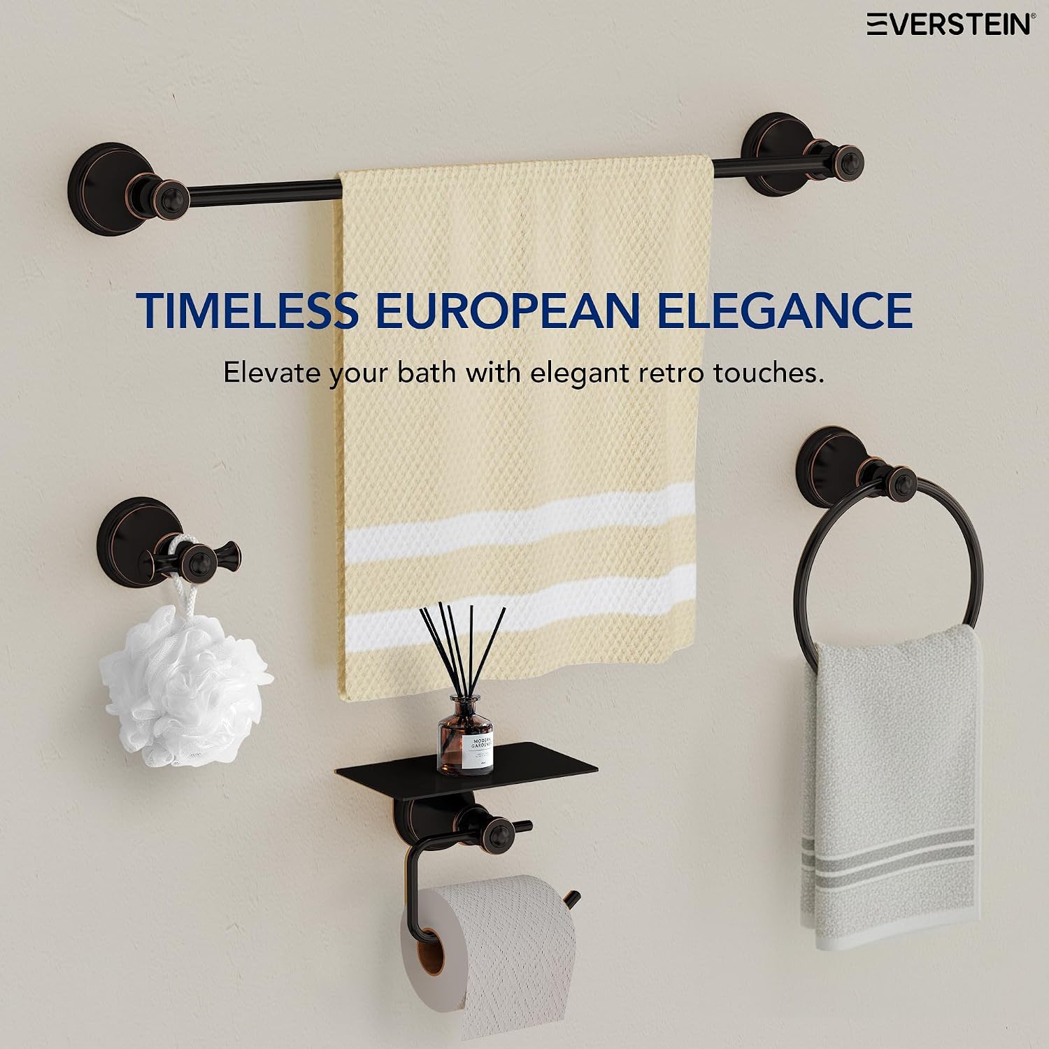 4 Piece Antique Bathroom Hardware Accessories Set, Wall Mounted Bathroom Towel Rack Bar Holder Set,Oil Rubbed Bronze