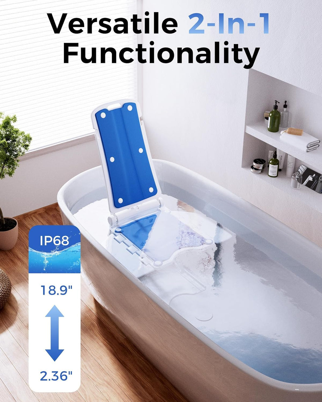PPOLB Electric Chair Lift - Floor Lift for Elderly Falls, Support Up to 308 LB, IPX8 Waterproof Bath Lift, Foldable & Wireless Rechargeable Design, Quick-Rise Assist for Disabled