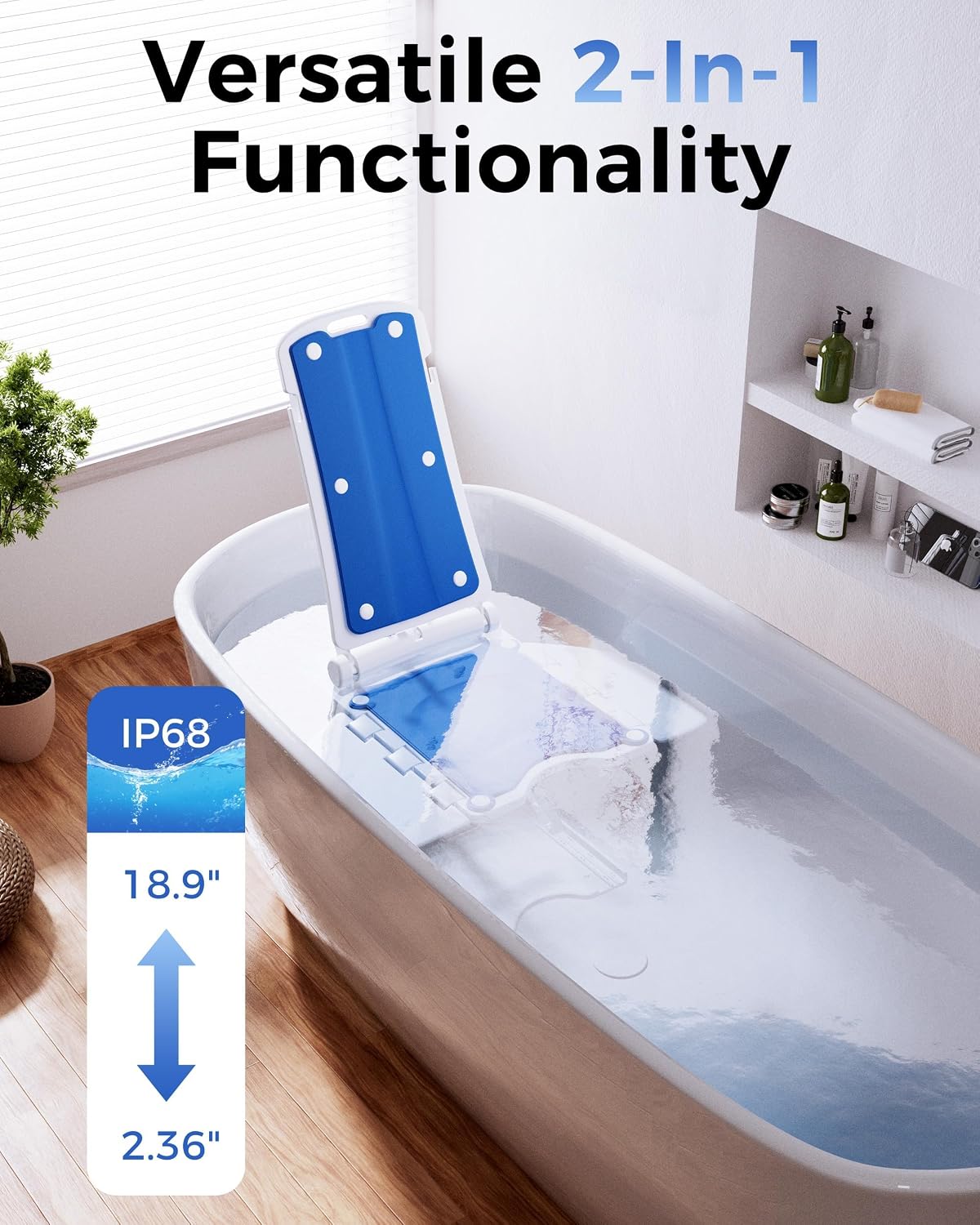 PPOLB Electric Chair Lift - Floor Lift for Elderly Falls, Support Up to 308 LB, IPX8 Waterproof Bath Lift, Foldable & Wireless Rechargeable Design, Quick-Rise Assist for Disabled