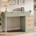 Tribesigns Computer Desk with 5 Drawers, Reversible Small Writing Desk with Storage, Modern Wooden Study Table Workstation for Home Office, Small Spaces, Mint Green