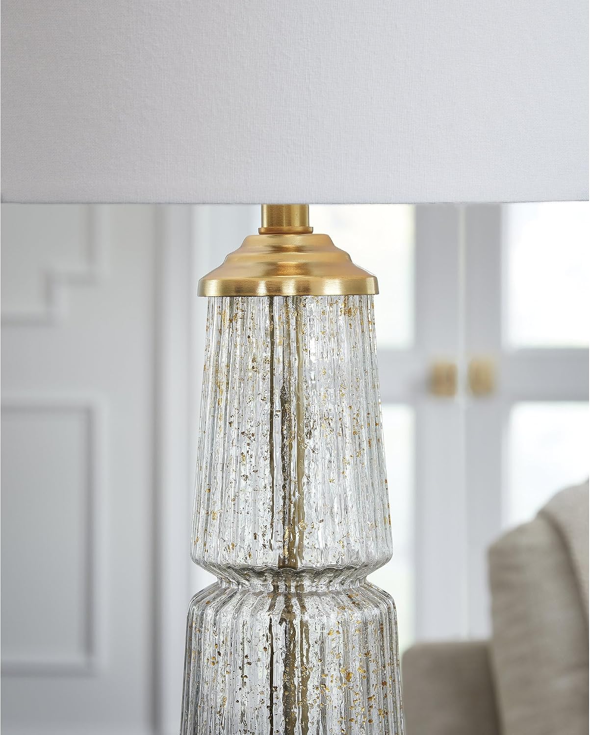 Signature Design by Ashley Bakersboro Coastal Metal Table Lamp with 3-Way Switch, Clear & Metallic