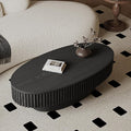Oval Coffee Table with Storage for Living Room Fluted Pedestal Coffee Table Modern Handcrafted Centre Table for Apartment, Easy Assembly 47.2'x23.6', Black