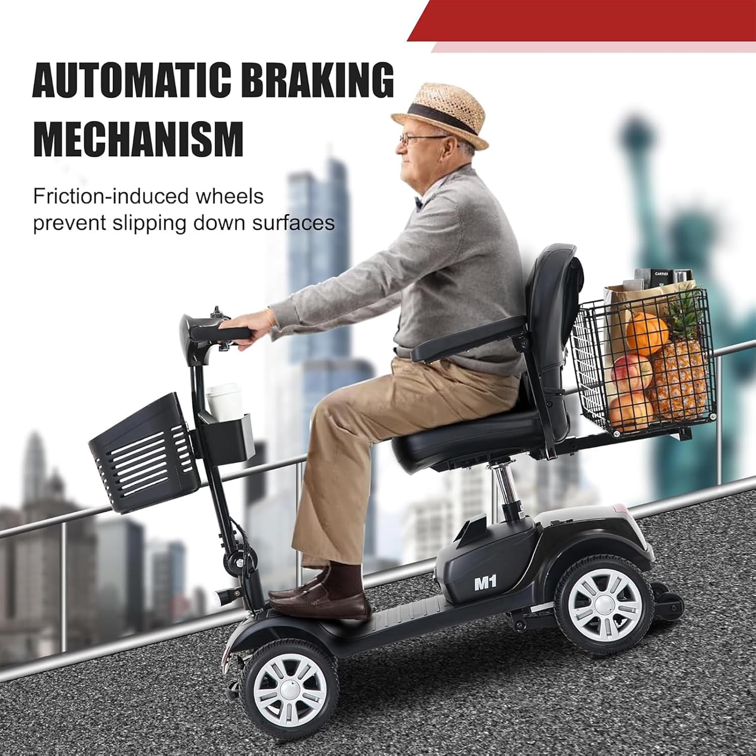 Mobility Scooters for Seniors 400 Lb Weight Capacity,Portable Folding Mobility Scooter, Travel Mobility Scooter,Heavy Duty Electric Powered Scooter W/Foldable Removable Disability Scooter,Black