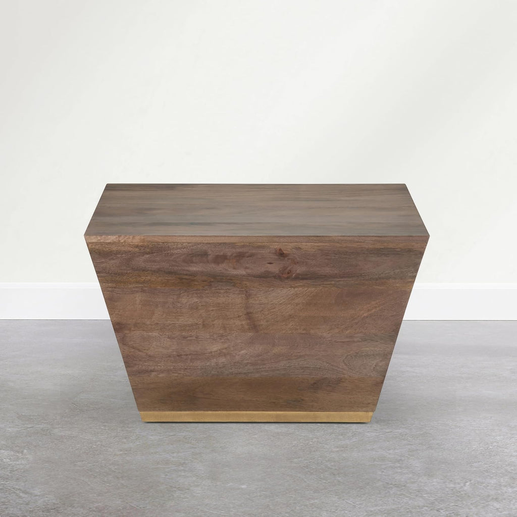 SIMPLIHOME Abba Square Coffee Table - 28 inch Wide Solid Mango Wood Modern Cocktail Table in Acacia Brown, Contemporary Table for Living Room with Low Profile Block Design, Assembled