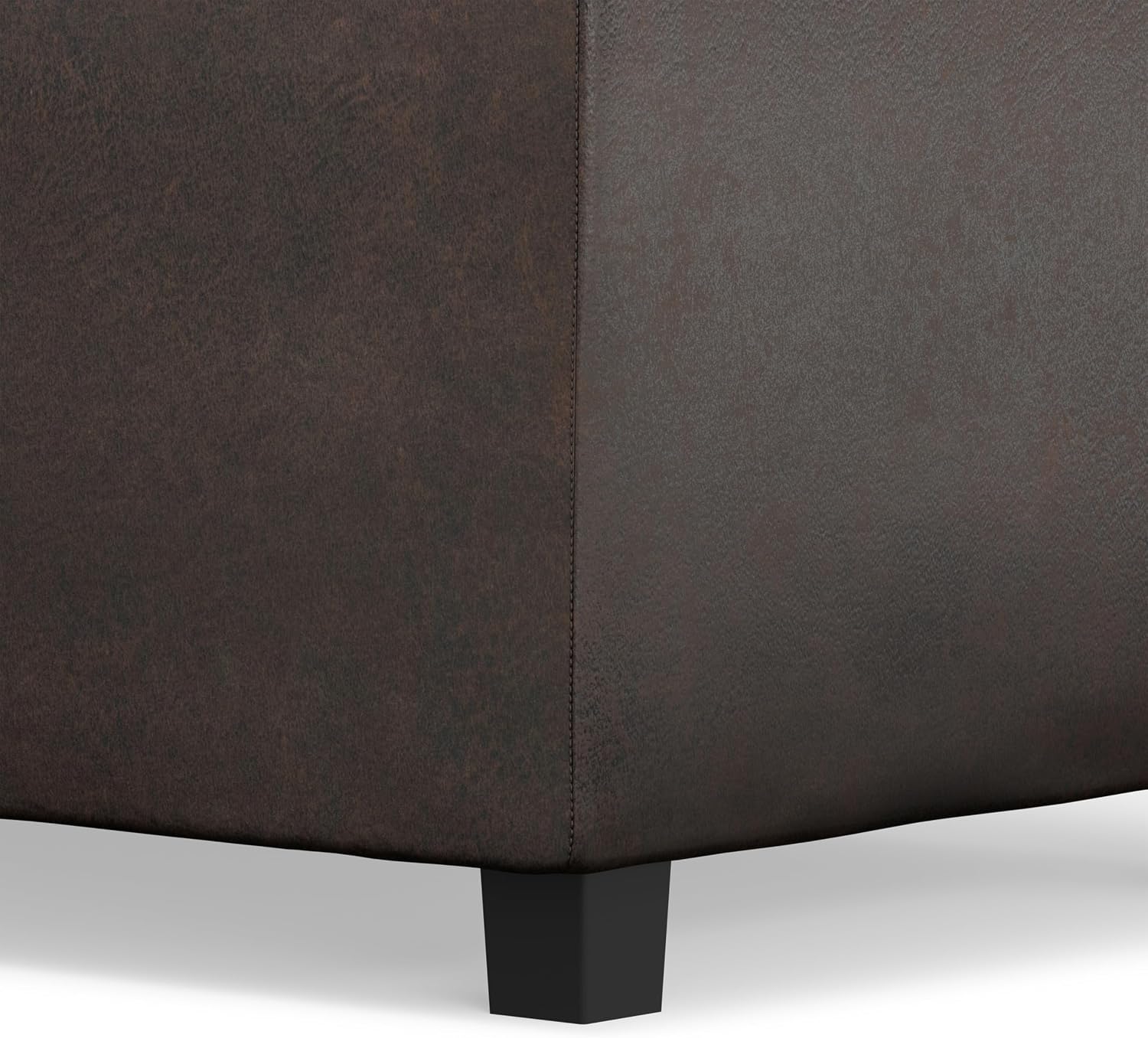 SIMPLIHOME Avalon Storage Ottoman - 42 inch Wide Upholstered Vegan Leather Rectangular Flip-Top Ottoman in Distressed Brown, Contemporary Coffee Table Ottoman for Living Room with Hidden Storage