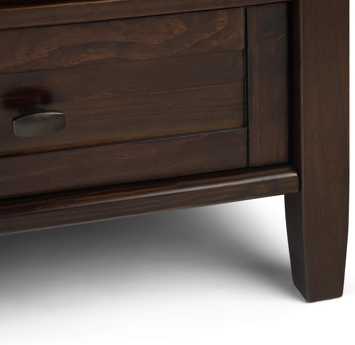 SIMPLIHOME Warm Shaker Square Coffee Table - 36 inch Wide Solid Wood Cocktail Table in Tobacco Brown, Transitional Living Room Table with Large Storage Drawer and Open Shelf for Sitting Area