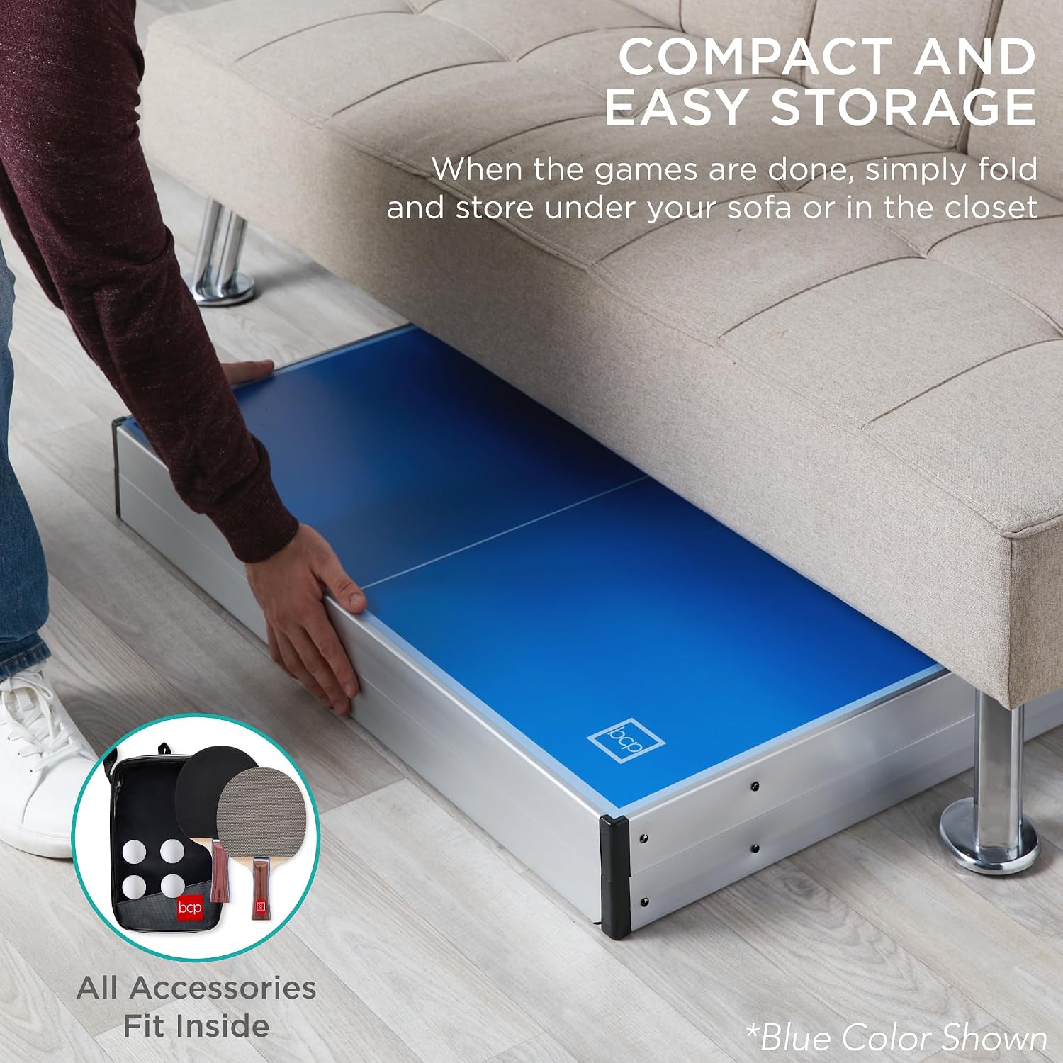 Best Choice Products Portable Ping Pong Table, Mid-Size Folding Indoor Outdoor Table Tennis w/ 2 Paddles, 4 Balls Included, Carrying Bag