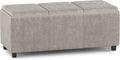 SIMPLIHOME Avalon Storage Ottoman - 42 inch Wide Upholstered Vegan Leather Rectangular Flip-Top Ottoman in Distressed Grey Taupe, Contemporary Coffee Table Ottoman for Living Room with Hidden Storage