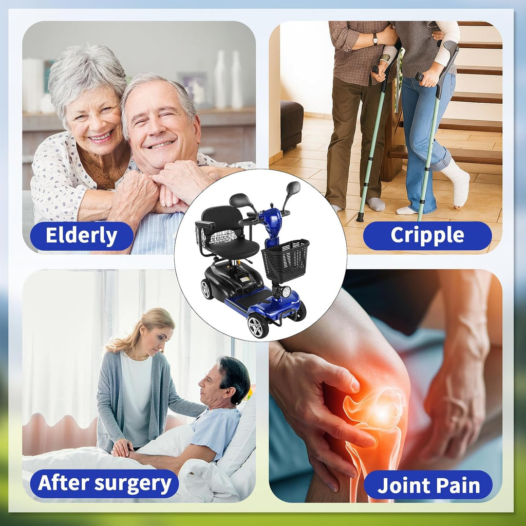Mobility Scooter for Seniors/Adults, up to 300lbs Capacity, 4 Wheels Mobility Scooters with 15 Miles 350W 5/7MPH, Electric Wheelchair, Adjustable Seat with Rear Mirror