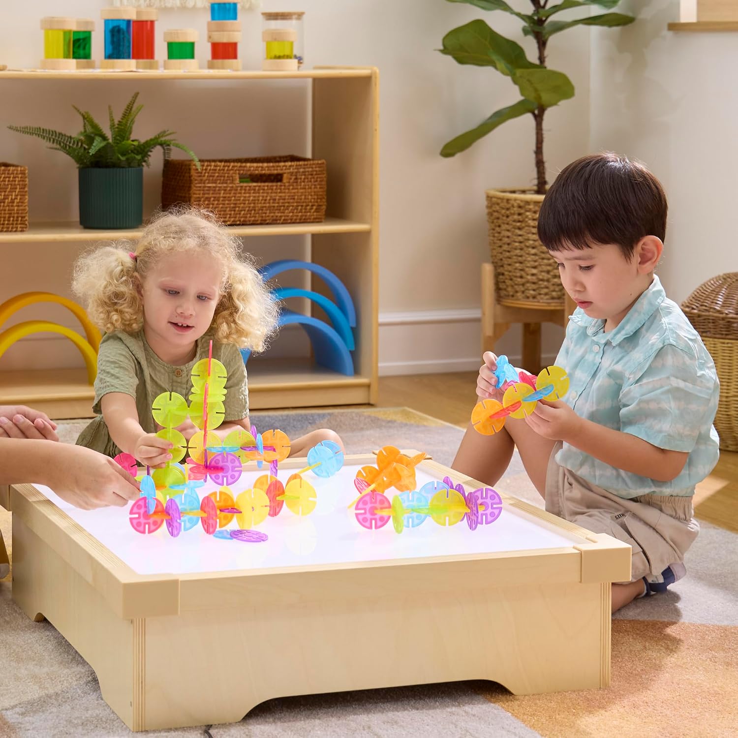 Guidecraft LED Tabletop Lightbox: Activity Light Table for Preschool, Classroom and Kids Playroom | Sensory Learning | Educational Play